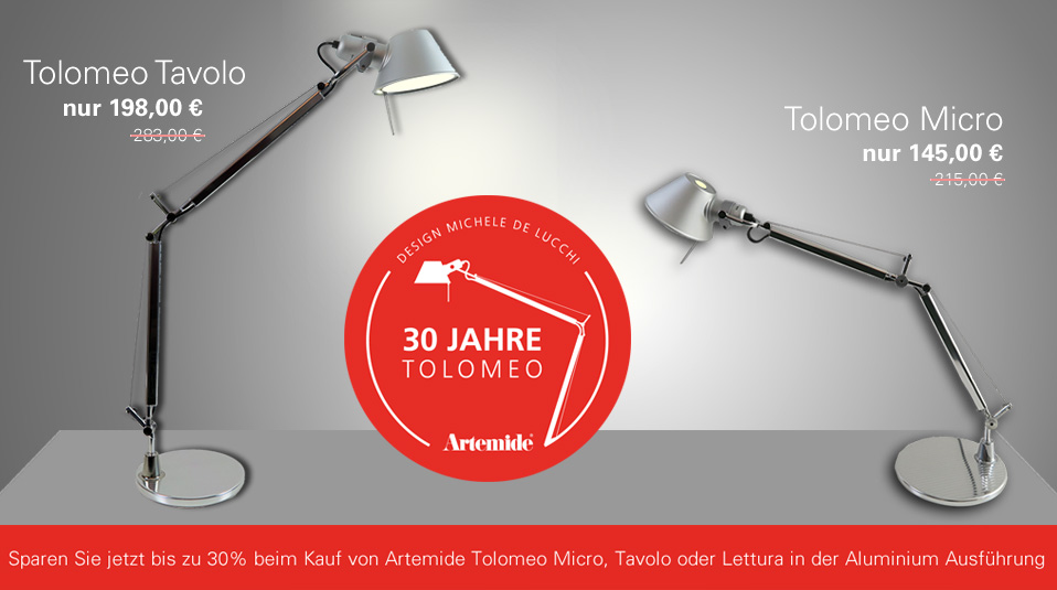 Artemide Tolomeo Leuchte 30 Jahre und praktische Beistelltische