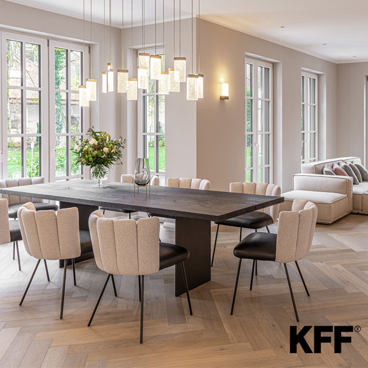 Gaia Stuhl von KFF – Design Esszimmerstuhl aus Leder & Stoff, modern & komfortabel