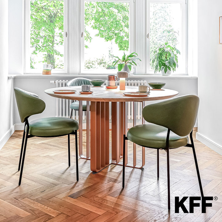 ICON Stuhl von KFF – moderner Design Esszimmerstuhl, Leder oder Stoff, ergonomisch & elegant