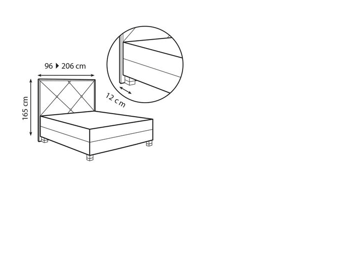 technische Skizze Treca Boxpringbett Kopfteil Carat