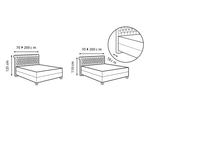 technische Skizze Treca Boxpringbett Kopfteil Étoile Capitonné