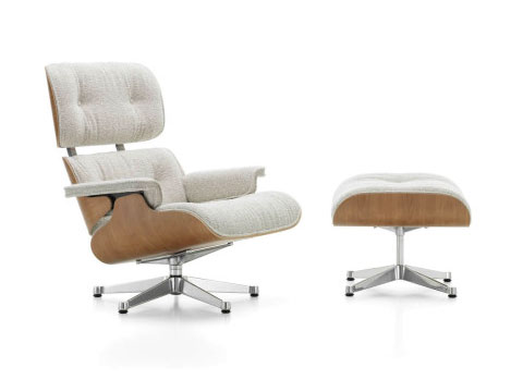 Lounge Chair mit Ottoman Kirschbaum Stoff Nubia
